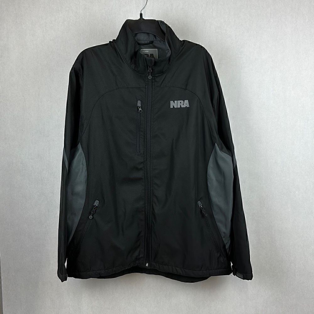 NRA Lightweight Jacket Size XL Black Gray Windbreaker